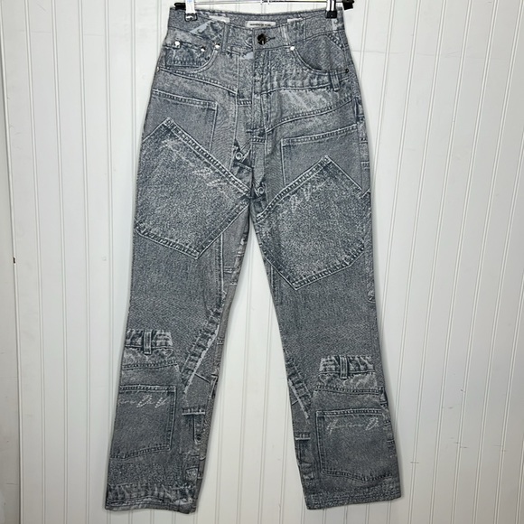Maniere De Voir Patch High Rise Baggy Jeans Size 0 - Picture 15 of 15